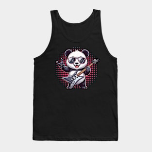 Rock On Cute funny panda loves Rock And Roll Sunglasses On Tank Top